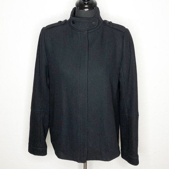 Vince black wool blend moto style full zip coat size 6 - Picture 1 of 16